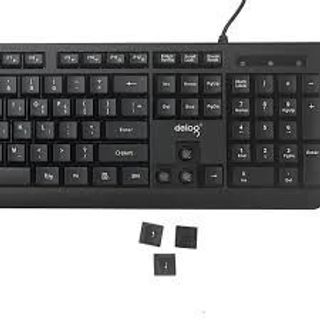 Bàn phím có dây DEIOG DY-813, một thiết bị ngoại vi văn phòng màu đen tiêu chuẩn.