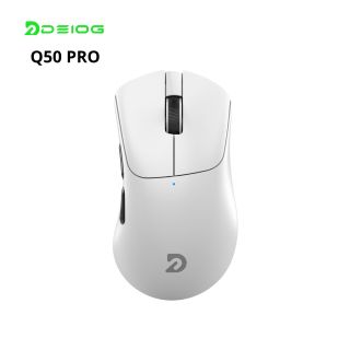 Chuột không dây Deiog Q50 Pro màu trắng với thiết kế công thái học.