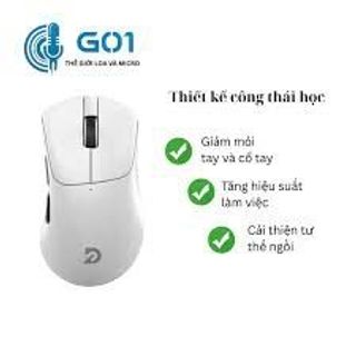 Chuột không dây Deiog Q50 Pro màu trắng với thiết kế công thái học.