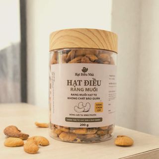 Hạt điều rang muối Bình Phước 200g loại bể xô, hạt điều dùng cho ăn vặt hằng ngày, ăn giảm cân, ăn kiêng