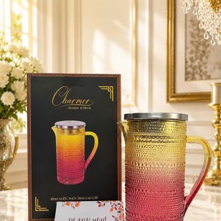 Bình Nước Thủy Tinh Cao Cấp CHARMER(1L) Họa Tiết Giọt Sương Sang Trọng - Bình Nước Thủy Tinh Pha Trà Decor Phòng