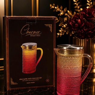 Bình Nước Thủy Tinh Cao Cấp CHARMER(1L) Họa Tiết Giọt Sương Sang Trọng - Bình Nước Thủy Tinh Pha Trà Decor Phòng