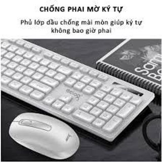 combo bàn phím và chuột không dây từ thương hiệu Deiog, model V68, với thiết kế phối màu trắng và hồng.