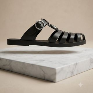 SANDAL RỌ CAO SU THỜI TRANG CAO CẤP (BLACK RUBBER CAGE SANDAL)