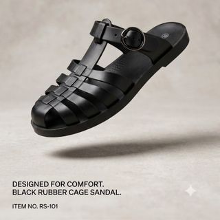 SANDAL RỌ CAO SU THỜI TRANG CAO CẤP (BLACK RUBBER CAGE SANDAL)