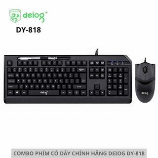 Combo bàn phím có dây DEIOG DY-818 màu đen, nổi bật với thiết kế khay đựng bút tiện lợi ở phía trên.