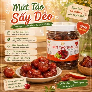 🍎 MỨT TÁO THÁI SẤY DẺO 500G – NGỌT TỰ NHIÊN, KHÔNG TẨM ĐƯỜNG