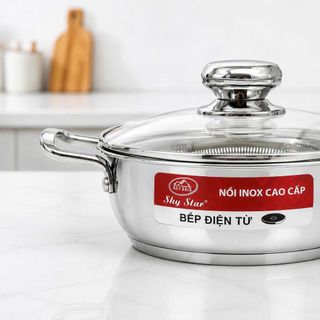 NỒI LẨU INOX 30cm NẮP KÍNH 3 ĐÁY SKY STAR (T10)