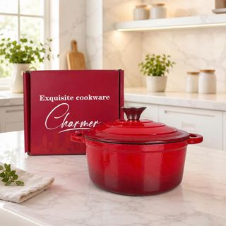 Nồi Gang Đúc CHARMER Tráng Men Size 24cm – Nồi Hầm, Kho Cá, Nấu Canh Giữ Nhiệt Lâu, Phù Hợp Mọi Loại Bếp
