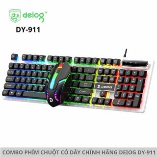 Combo bàn phím và chuột gaming có dây Deiog DY-911 chính hãng.Bàn phím có thiết kế full 104 phím với hệ thống đèn LED RGB màu cầu vồng