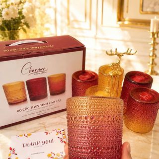 Bộ 6 Cốc Thủy Tinh Cao Cấp CHARMER Họa Tiết Giọt Sương Sang Trọng - Ly Thủy Tinh Decor Phòng Khách, Tiếp Khách, Làm Quà