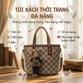 TÚI XÁCH NỮ KẺ Ô TẶNG THỎ BÔNG, PHONG CÁCH CÔ NÀNG HIỆN ĐẠI W524 - WINNIE HOUSE