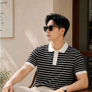 Polo kẻ sọc. Chất vải dệt cao cấp mềm mịn.