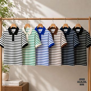 Polo kẻ sọc.  Chất vải dệt cao cấp mềm mịn.