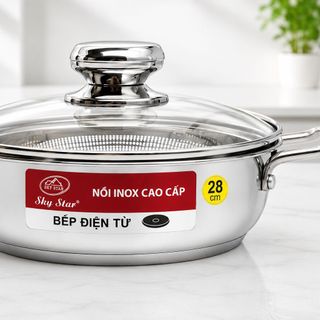 NỒI LẨU INOX 28cm NẮP KÍNH 3 ĐÁY SKY STAR (T10)