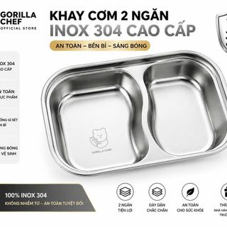 KHAY CƠM INOX 304 2 NGĂN GORILLA CHEF CAO CẤP (T200)