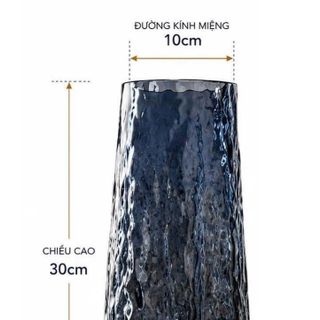 Bình Hoa Thủy Tinh Vân Nổi Charmer Màu Xanh Sapphire – Bình Hoa Thủy Tinh Soda-lime Cao Cấp, Sang Trọng