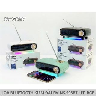 Loa Bluetooth mini NNS NS-998BT với thiết kế retro kết hợp đèn LED RGB.