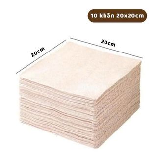 SET 10 KHĂN LAU XƠ MƯỚP 20x20cm (T100)
