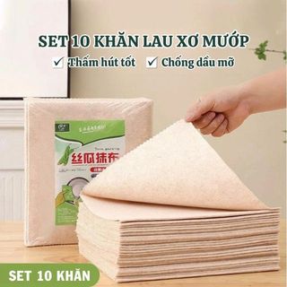 SET 10 KHĂN LAU XƠ MƯỚP 20x20cm (T100)