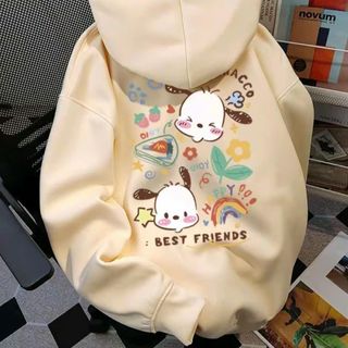 Áo khoác bé gái Hoodie Zip nỉ bông phong cách Hàn Quốc đơn giản thanh thoát in hình ngộ nghĩnh