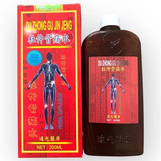 Chai uống đau nhức xương khớp Đỗ trọng nhức khớp thuỷ - Chai màu vàng - Hỗ trợ đau xương nhức khớp, tê bại, đau mỏi tứ chi, cột sống, đau lưng xuất xứ Đài Loan - Chai 200 ml - Mã số 1445