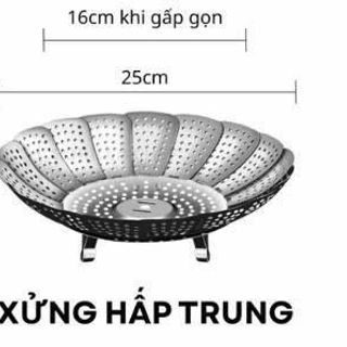 XỬNG HẤP, VỈ HẤP INOX 3 CHÂN GẤP GỌN 25CM (T150)