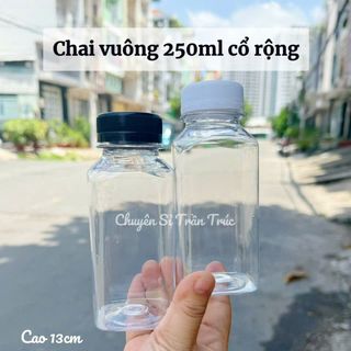 Chai nhựa vuông 250ml miệng rộng