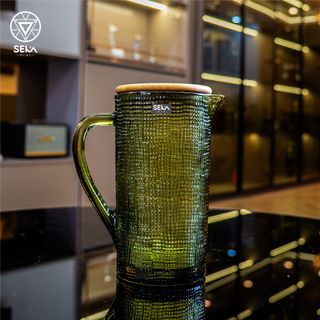 Bình thủy tinh vân lưới dập nổi SEKA 1000ml Màu xanh