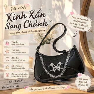 TÚI XÁCH NỮ ĐÍNH XÍCH HỌA TIẾT BƯỚM, NHỎ GỌN, THANH LỊCH, NỔI BẬT W382 - WINNIE HOUSE