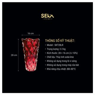 Bình hoa thủy tinh dáng sóng SEKA Màu đỏ