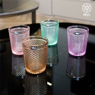 Bộ 4 cốc thủy tinh vân kim cương SEKA 300ml Mix 4 màu