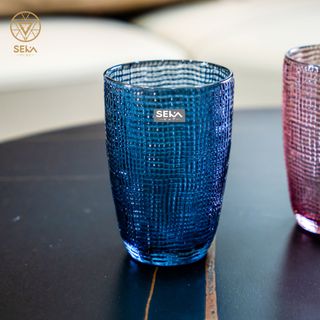 Bộ 6 cốc thủy tinh vân lưới SEKA 420ml Mix 6 màu