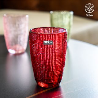 Bộ 6 cốc thủy tinh vân lưới SEKA 420ml Mix 6 màu