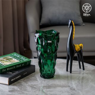 Bình hoa thủy tinh dáng sóng SEKA Màu xanh