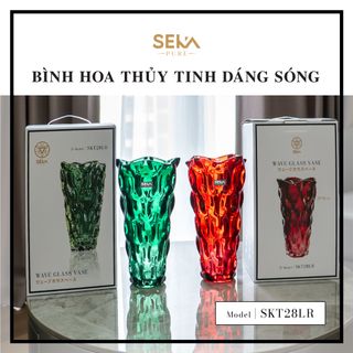 Bình hoa thủy tinh dáng sóng SEKA Màu xanh