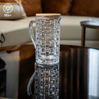 Bình thủy tinh vân caro SEKA 1000ml Màu trắng