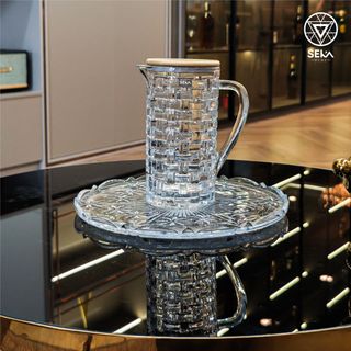 Bình thủy tinh vân caro SEKA 1000ml Màu trắng