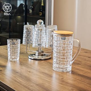 Bình thủy tinh vân caro SEKA 1000ml Màu trắng