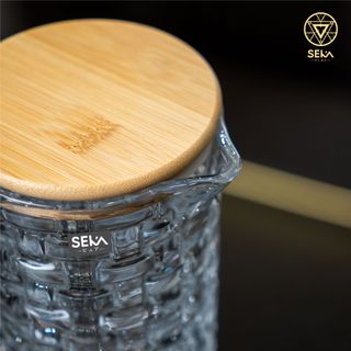 Bình thủy tinh vân caro SEKA 1000ml Màu trắng