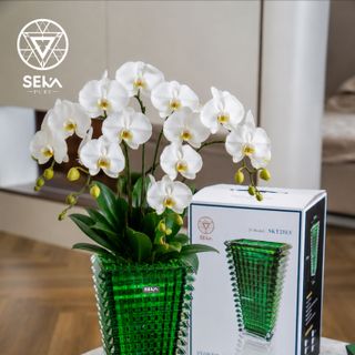 Bình hoa thủy tinh dáng tháp SEKA Màu xanh