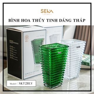 Bình hoa thủy tinh dáng tháp SEKA Màu xanh
