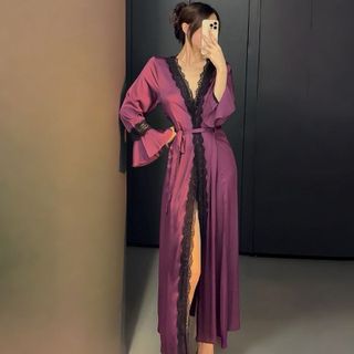 Set Lụa Ngủ Hai Dây Phối Ren Cao Cấp QC