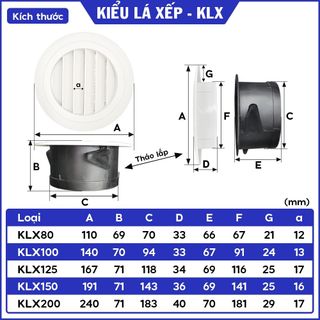 Miệng gió tròn kiểu lá xếp KLX 100