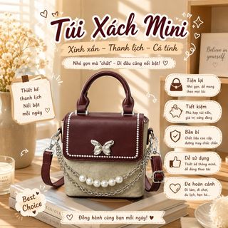 TÚI XÁCH NỮ MINI ĐỰNG ĐIỆN THOẠI DỄ THƯƠNG MÁC NƠ BƯỚM W626 - WINNIE HOUSE
