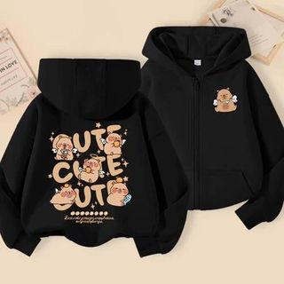 Áo hoodie có khóa kéo chất liệu nỉ mềm mịn in hình CAPYPARA siêu dễ thương