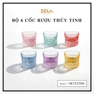 Bộ 6 cốc rượu thủy tinh SEKA 125ml Mix 6 màu