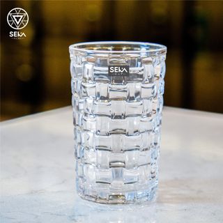 Bộ 6 cốc thủy tinh vân caro 350ml SKT35S6 Màu trắng