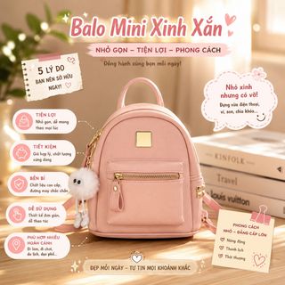BALO MINI DA NHUNG SIÊU XINH, NHỎ GỌN, ĐÁNG YÊU, PHỐI ĐỒ SIÊU CHẤT W641 - WINNIE HOUSE