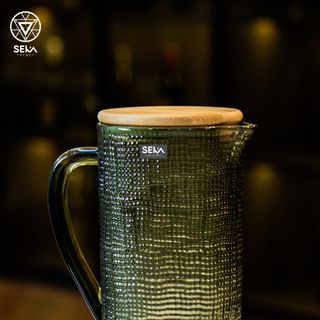 Bình thủy tinh vân lưới dập nổi SEKA 1000ml Màu xanh